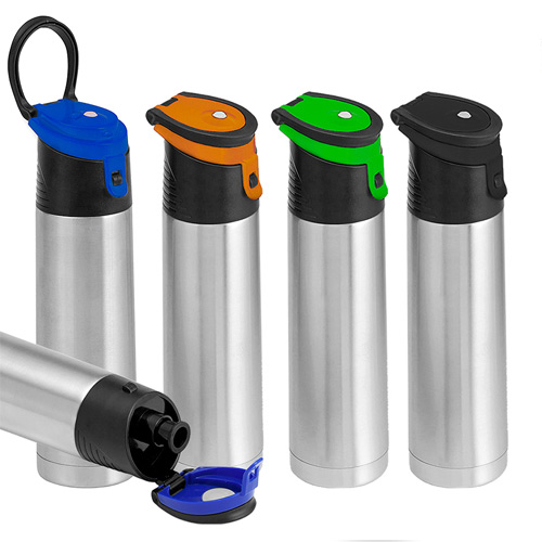 Garrafa Térmica Inox Com Alça e Tampa Colorida