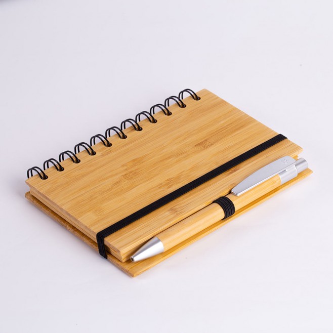 Caderneta Com Caneta Em Bambu Personalizada Para Brinde