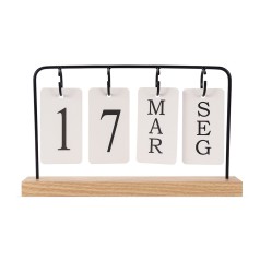 Calendário Permanente em Madeira e Metal Personalizado