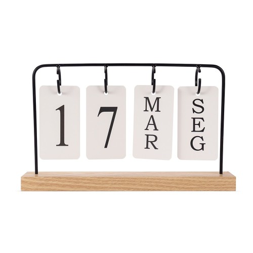 Calendário Permanente em Madeira e Metal Personalizado