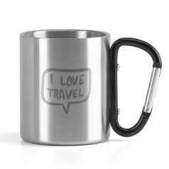 Caneca Aço Inox Com Alça Mosquetão Personalizada