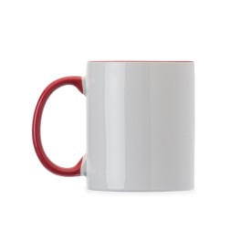 Caneca de Cerâmica 350ml Branca Com Borda e Cabo Colorido