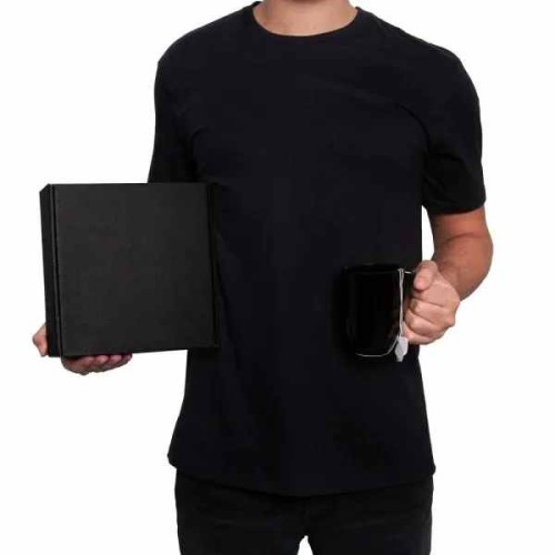 Kit Caneca Em Cerâmica Preta E Camiseta - 2 Pçs - Tam. M Personalizado 