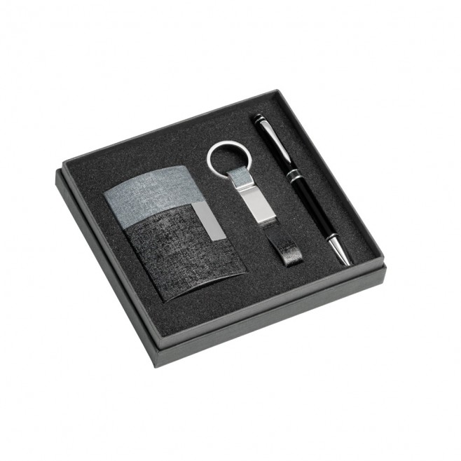 Kit de Porta Cartões, Chaveiro e Esferográfica Personalizado