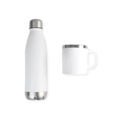 Kit Garrafa e Caneca Branca Personalizado