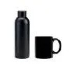 Kit Garrafa E Caneca - Preto - 2 Pçs Personalizado 