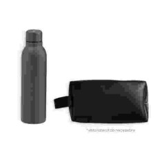 Kit Garrafa E Necessaire - Cinza/Preto - 2 Pçs Personalizado