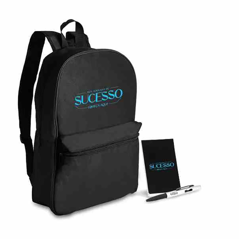 Kit Mochila Com Bloco e Caneta Personalizado