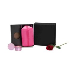 Kit Vela Aromatizada E Necessaire - Rosa - 2 Pçs Personalizado
