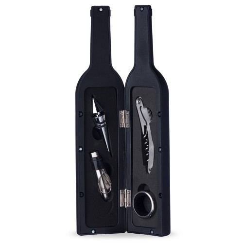 Kit Vinho 4 Peças Estojo Formato Garrafa Personalizado Para Brindes