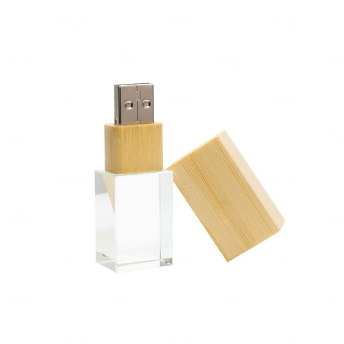 Pen Drive Vidro e Bambu Personalizado