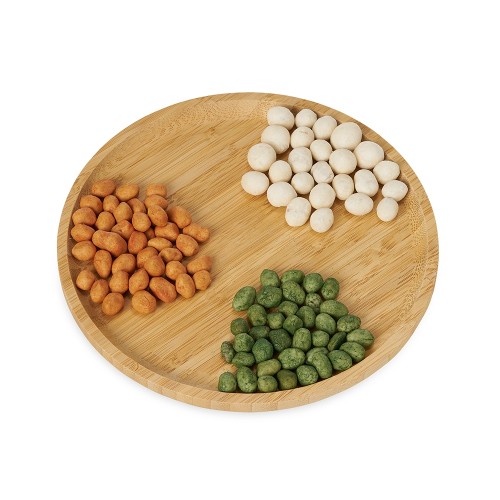 Petisqueira Redonda de Bambu Personalizada Com Logo