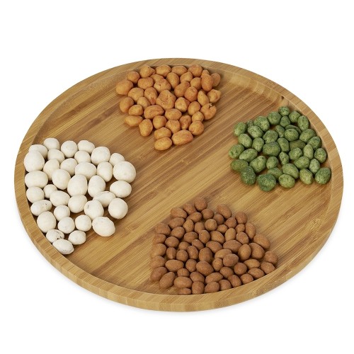 Petisqueira de Bambu Redonda Com2 Divisórias Personalizada