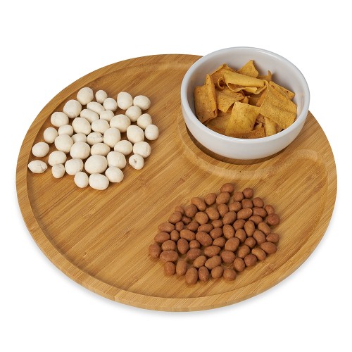 Petisqueira de Bambu Redonda 32cm Personalizada