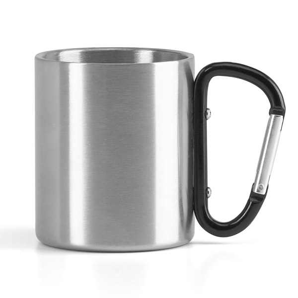 Caneca Aço Inox Com Alça Mosquetão Personalizada