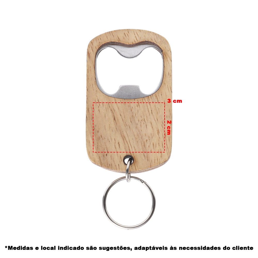 Chaveiro Abridor de Garrafa Com Acabamento em Madeira Personalizado