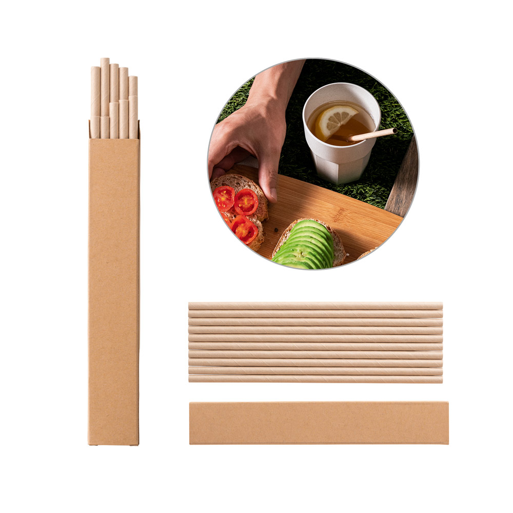 Conjunto de Canudo Ecológico em Papel Kraft Personalizado