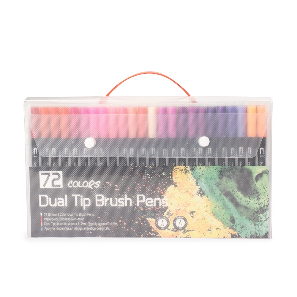 Kit Canetinhas Ponta Dupla Com 72 Cores Personalizada