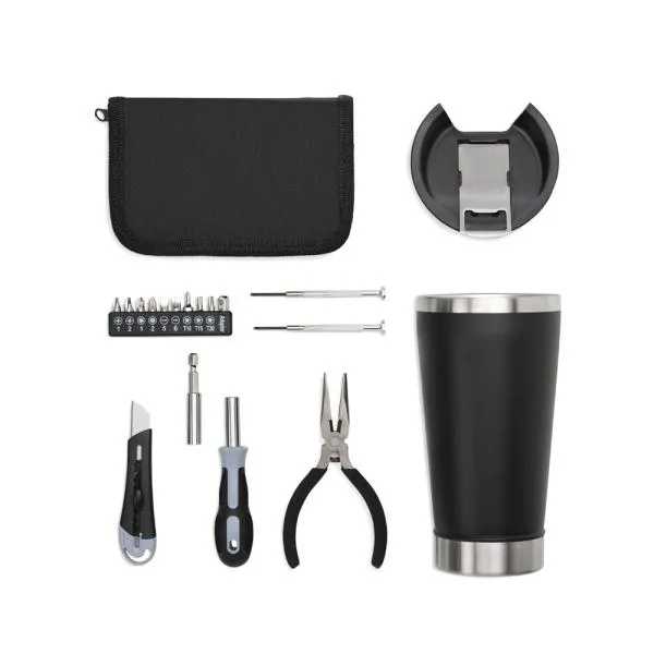 Kit Copo Térmico E Conjunto De Ferramentas - 17 Pçs Promocional