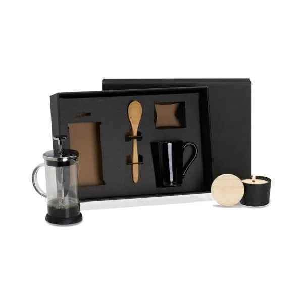 Kit Para Café Com Vela Aromatizada - 4 Pçs Promocional