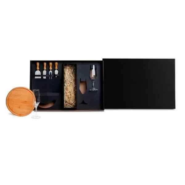 Kit Queijo E Champagne C/ Espaço P/ Garrafa - 7 Pçs - Personalizado