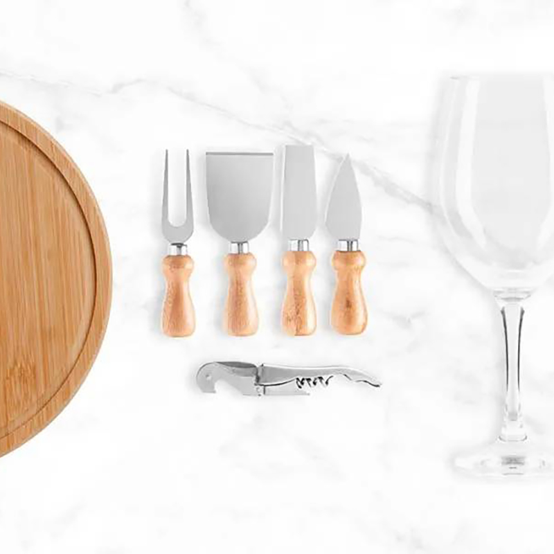 Kit Queijo e Vinho Com Abridor Saca Rolhas 8 Peças com Logo 