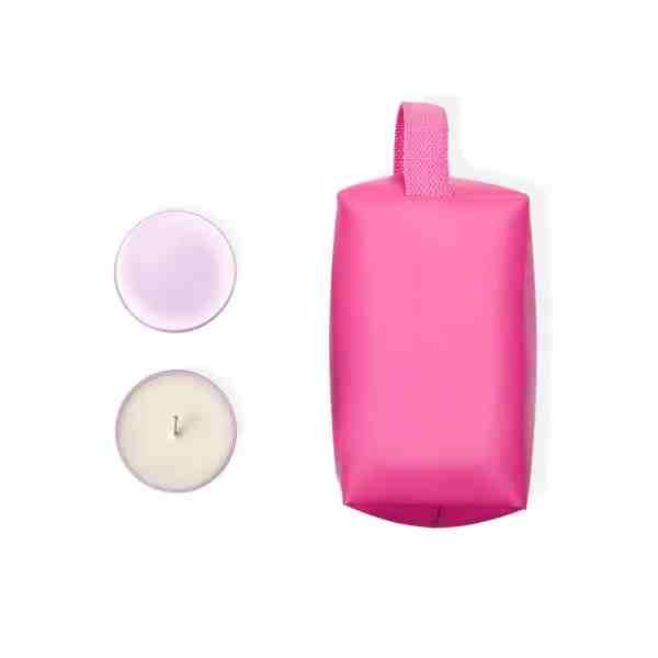 Kit Vela Aromatizada E Necessaire - Rosa - 2 Pçs Personalizado