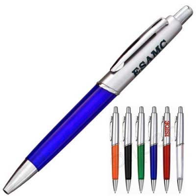 Caneta Plástica Personalizada CP 09, com corpo de cor prata, e sua base em plástico prata ou translúcido em várias cores. Caneta Plástica Personalizada CP 09, com corpo de cor prata, e sua base em plástico prata ou translúcido em várias cores.